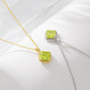 Wholesale Women's Geometric Square Green Diamond S925 Sterling Silver Pendant Necklace With Cross Chain