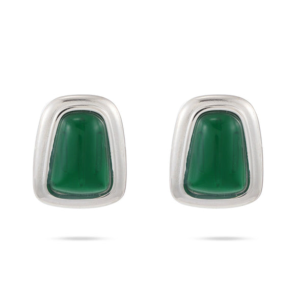 Wholesale Women's Geometric Square Inlaid Zircon Electroplated Stainless Steel Stud Earrings