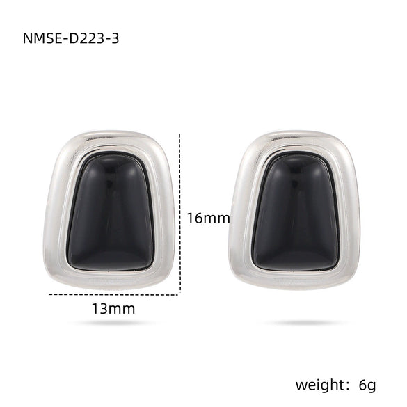 Wholesale Women's Geometric Square Inlaid Zircon Electroplated Stainless Steel Stud Earrings
