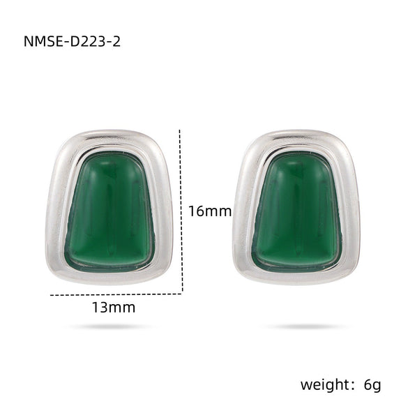 Wholesale Women's Geometric Square Inlaid Zircon Electroplated Stainless Steel Stud Earrings