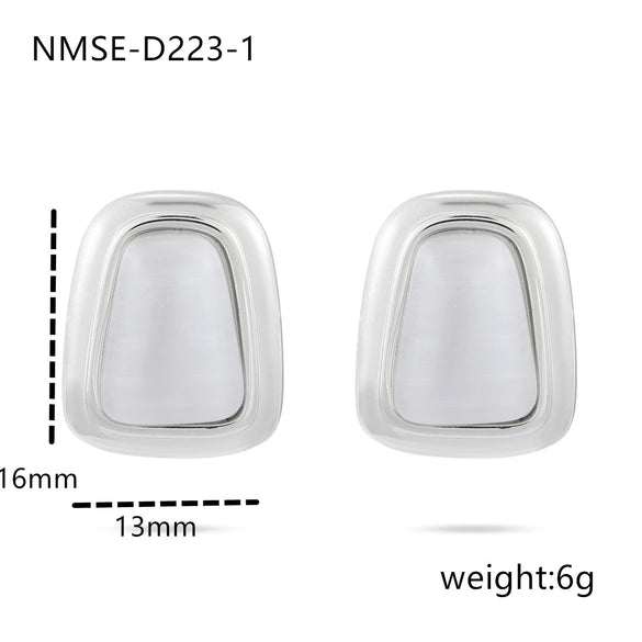 Wholesale Women's Geometric Square Inlaid Zircon Electroplated Stainless Steel Stud Earrings