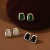 Wholesale Women's Geometric Square Inlaid Zircon Electroplated Stainless Steel Stud Earrings