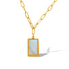 Wholesale Women's Geometric Square Shell 316L Stainless Steel Gold Plated Pendant Necklace