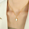 Wholesale Women's Geometric Square Shell 316L Stainless Steel Gold Plated Pendant Necklace