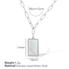 Wholesale Women's Geometric Square Shell 316L Stainless Steel Gold Plated Pendant Necklace