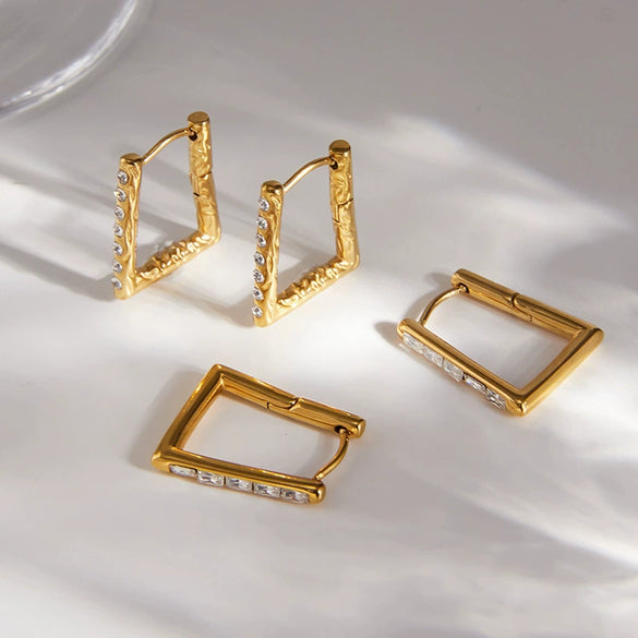 Wholesale Women's Geometric Square Stainless Steel Electroplated Earrings