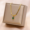 Wholesale Women's Geometric Square Stainless Steel Zircon Necklace With Electroplating Treatment And Ball Bead Chain