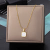 Wholesale Women's Geometric Square Stainless Steel Zircon Necklace With Electroplating Treatment And Ball Bead Chain