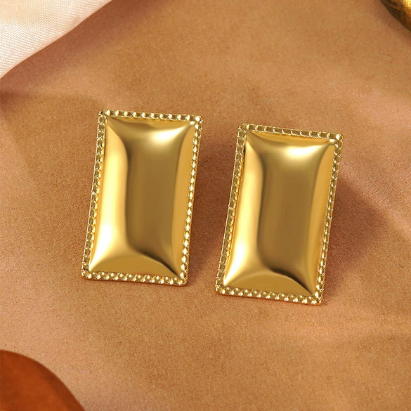 Wholesale Women's Geometric Square Stamped Stainless Steel Earrings Chic Style