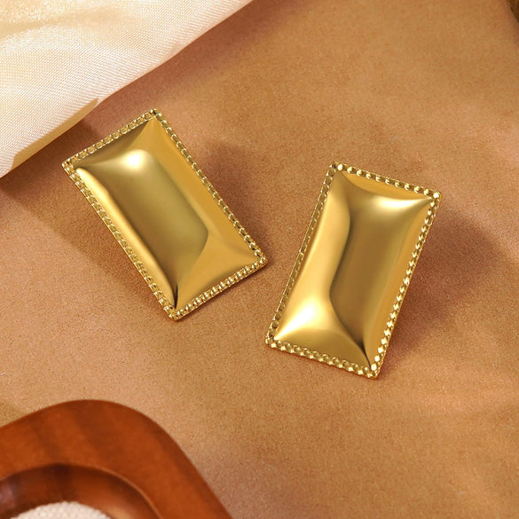 Wholesale Women's Geometric Square Stamped Stainless Steel Earrings Chic Style