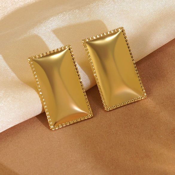 Wholesale Women's Geometric Square Stamped Stainless Steel Earrings Chic Style