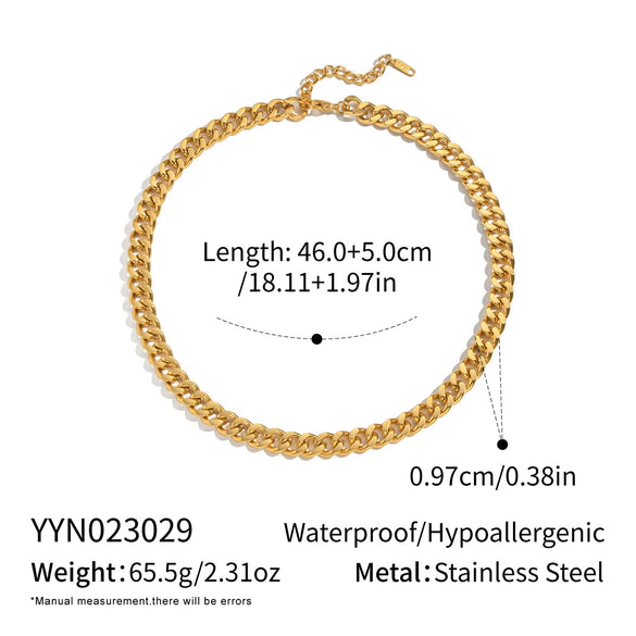 Wholesale Women's Geometric Stacked Chain Necklace Handmade Stainless Steel With 18K Real Gold Pvd Furnace Vacuum Plating