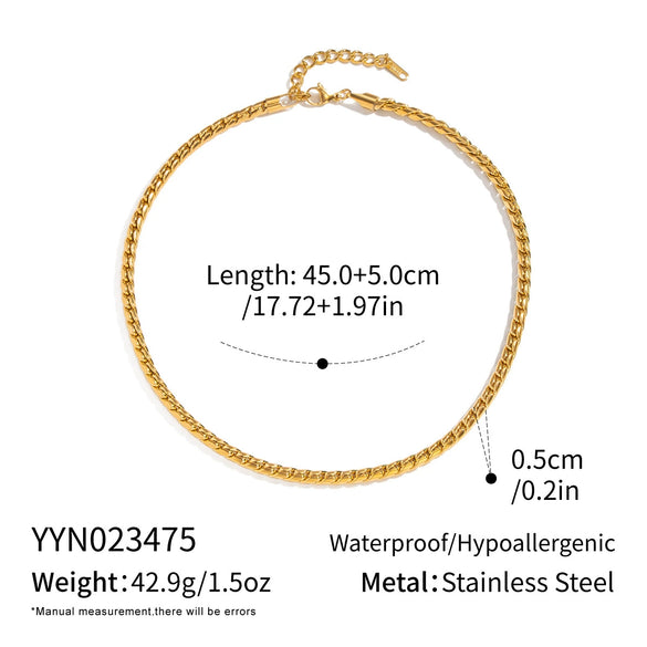Wholesale Women's Geometric Stacked Chain Necklace Handmade Stainless Steel With 18K Real Gold Pvd Furnace Vacuum Plating
