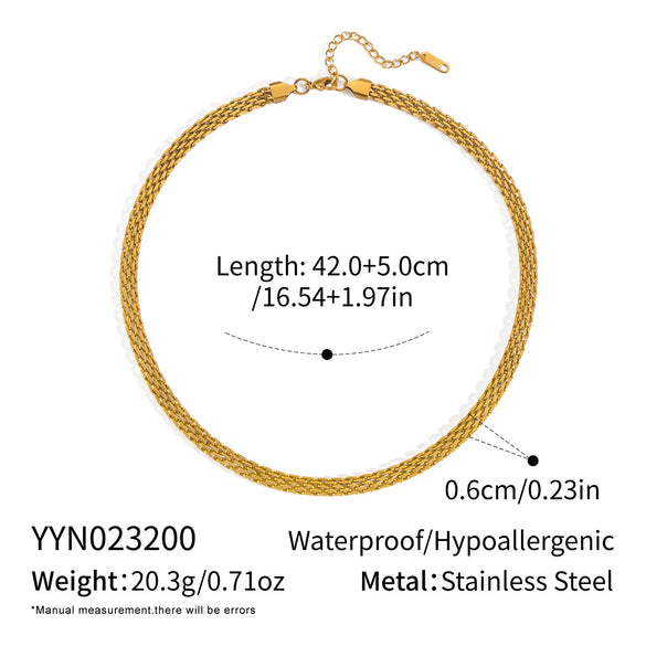Wholesale Women's Geometric Stacked Chain Necklace Handmade Stainless Steel With 18K Real Gold Pvd Furnace Vacuum Plating