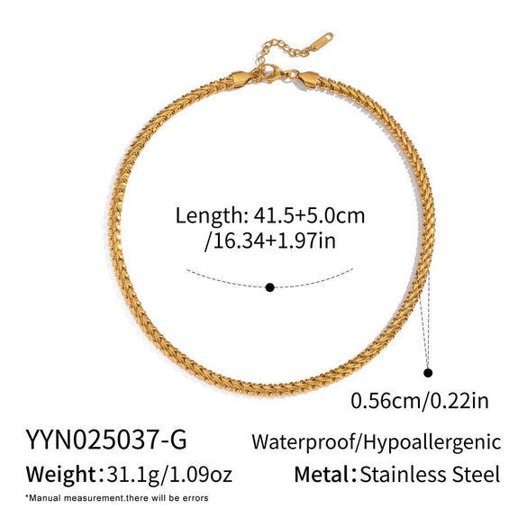 Wholesale Women's Geometric Stacked Chain Necklace Handmade Stainless Steel With 18K Real Gold Pvd Furnace Vacuum Plating