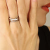 Wholesale Women's Geometric Stacked Multilayer Titanium Steel Ring With Electroplating