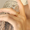 Wholesale Women's Geometric Stacked Multilayer Titanium Steel Ring With Electroplating