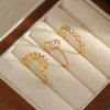Wholesale Women's Geometric Stacked Stainless Steel Rings With Diamondencrusted And Electroplating Design