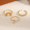 Wholesale Women's Geometric Stacked Stainless Steel Rings With Diamondencrusted And Electroplating Design