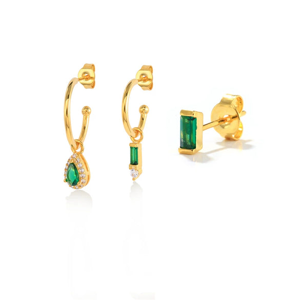 Wholesale Women's Geometric Stacking Earrings Copper 925 Silver Electroplated