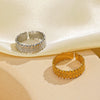 Wholesale Women's Geometric Stainless Steel Adjustable Opening Hiphop Ring With Electroplating Treatment