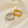 Wholesale Women's Geometric Stainless Steel Adjustable Opening Hiphop Ring With Electroplating Treatment
