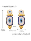Wholesale Women's Geometric Stainless Steel And Enamel Glaze Electroplated Ferris Wheel And Turkish Blue Eye Earrings