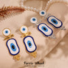 Wholesale Women's Geometric Stainless Steel And Enamel Glaze Electroplated Ferris Wheel And Turkish Blue Eye Earrings