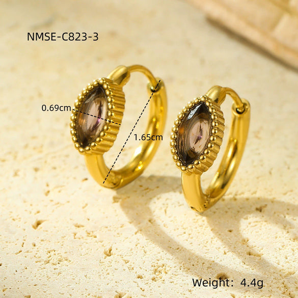 Wholesale Women's Geometric Stainless Steel And 18K Gold Electroplated Earrings