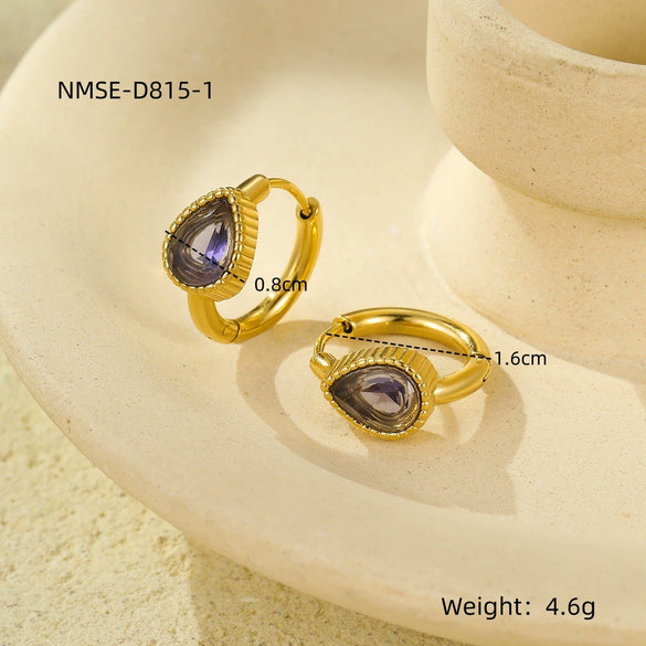 Wholesale Women's Geometric Stainless Steel And 18K Gold Electroplated Earrings