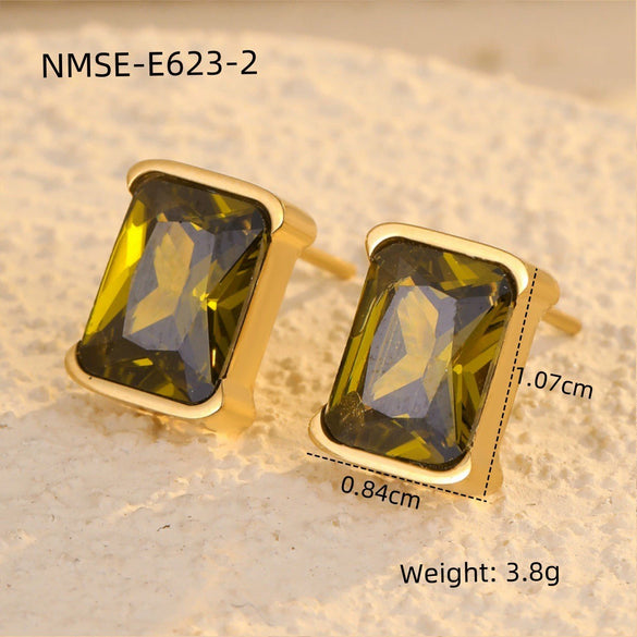 Wholesale Women's Geometric Stainless Steel And 18K Gold Electroplated Earrings