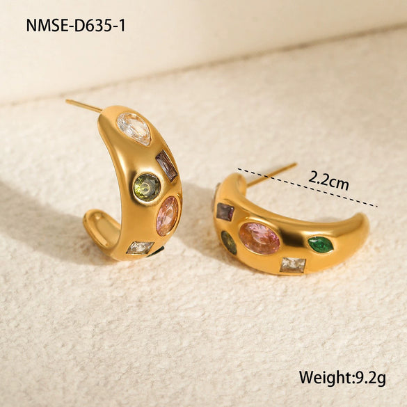 Wholesale Women's Geometric Stainless Steel And 18K Gold Electroplated Earrings