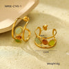 Wholesale Women's Geometric Stainless Steel And 18K Gold Electroplated Earrings