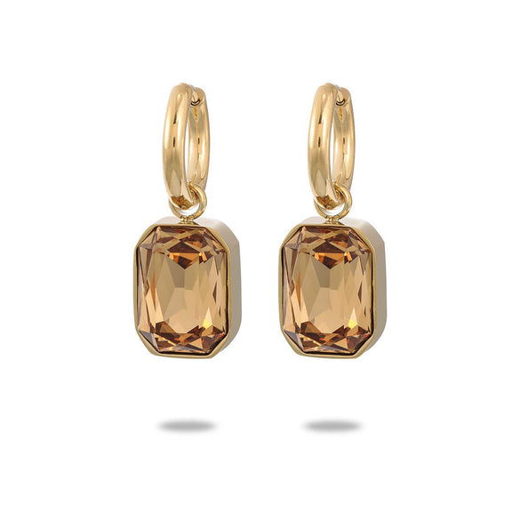 Wholesale Women's Geometric Stainless Steel And 18K Gold Electroplated Earrings