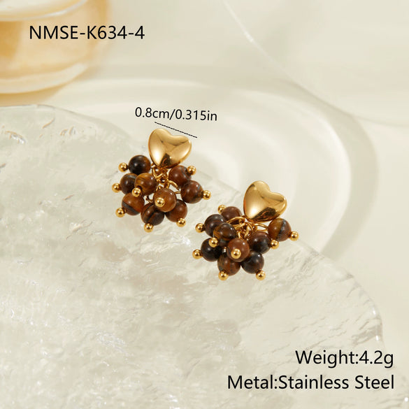 Wholesale Women's Geometric Stainless Steel And 18K Gold Electroplated Earrings
