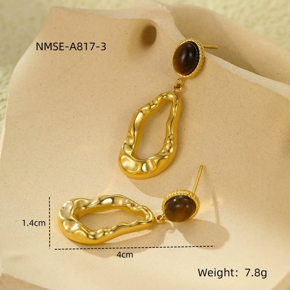 Wholesale Women's Geometric Stainless Steel And 18K Gold Electroplated Earrings