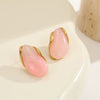Wholesale Women's Geometric Stainless Steel And Resin Electroplated Earrings