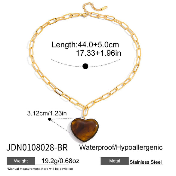 Wholesale Women's Geometric Stainless Steel And Resin Electroplated Pendant Necklace