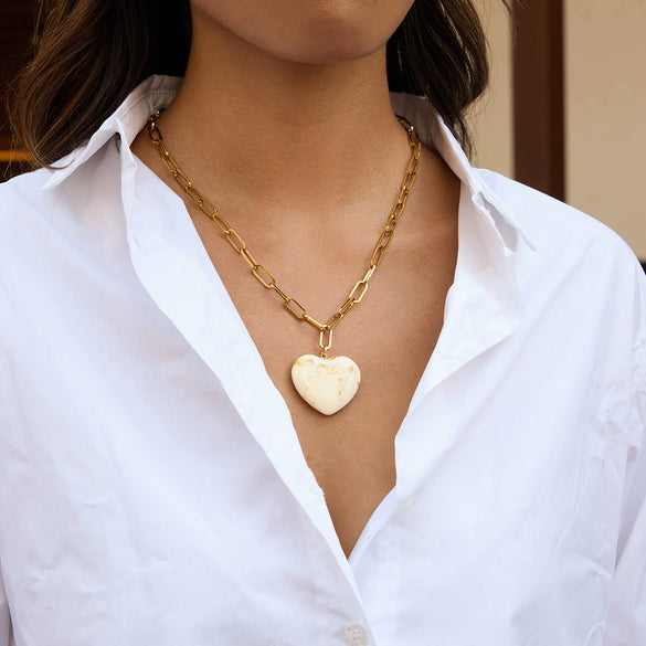 Wholesale Women's Geometric Stainless Steel And Resin Electroplated Pendant Necklace