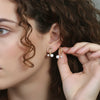 Wholesale Women's Geometric Stainless Steel And 925 Silver Electroplated Cross Pearl Earrings