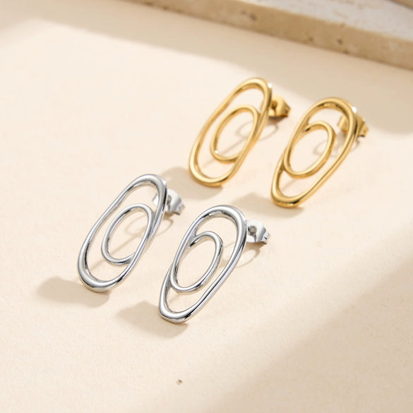 Wholesale Women's Geometric Stainless Steel And 925 Silver Electroplated Earrings With Original Design