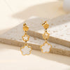 Wholesale Women's Geometric Stainless Steel And 925 Silver Electroplated Hollow Threesection Fiveleaf Flower Pendant Earrings With Original Design