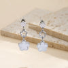 Wholesale Women's Geometric Stainless Steel And 925 Silver Electroplated Hollow Threesection Fiveleaf Flower Pendant Earrings With Original Design
