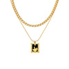 Wholesale Women's Geometric 316L Stainless Steel And 316L Stainless Steel Double Layer Clavicle Pendant Necklace With Electroplating Design Hip Hop Style