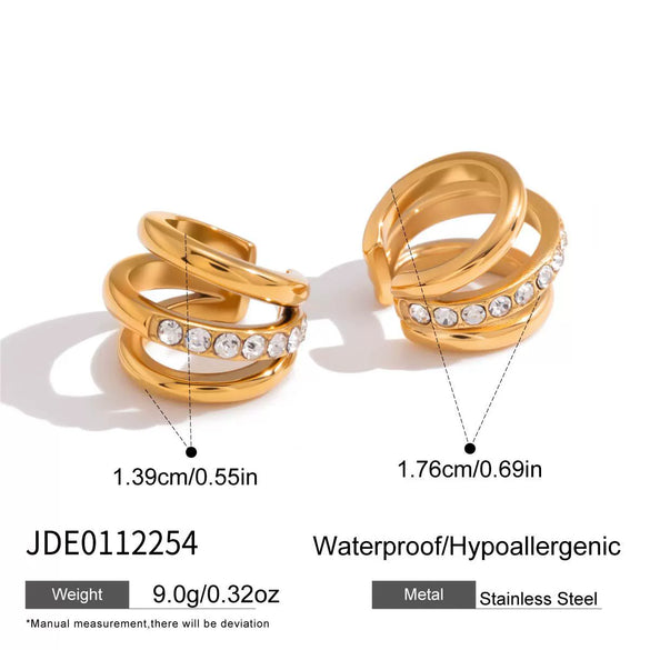 Wholesale Women's Geometric Stainless Steel And Titanium Steel Ear Clip Earrings With Vacuum Real Gold Plating