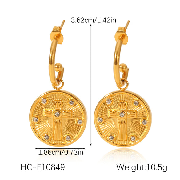 Wholesale Women's Geometric Stainless Steel And Titanium Steel Earrings With Pvd Furnace Vacuum Real Gold Plating