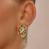 Wholesale Women's Geometric Stainless Steel And Titanium Steel Earrings With Pvd Furnace Vacuum Real Gold Plating