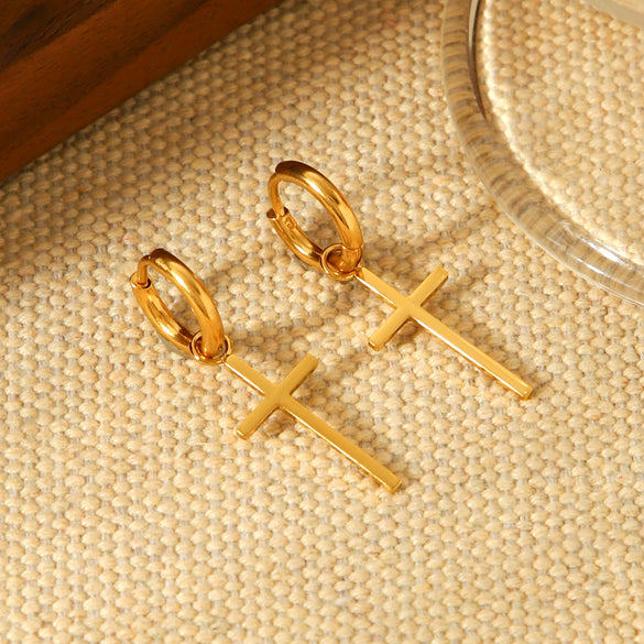 Wholesale Women's Geometric Stainless Steel And Titanium Steel Earrings With Pvd Furnace Vacuum Real Gold Plating
