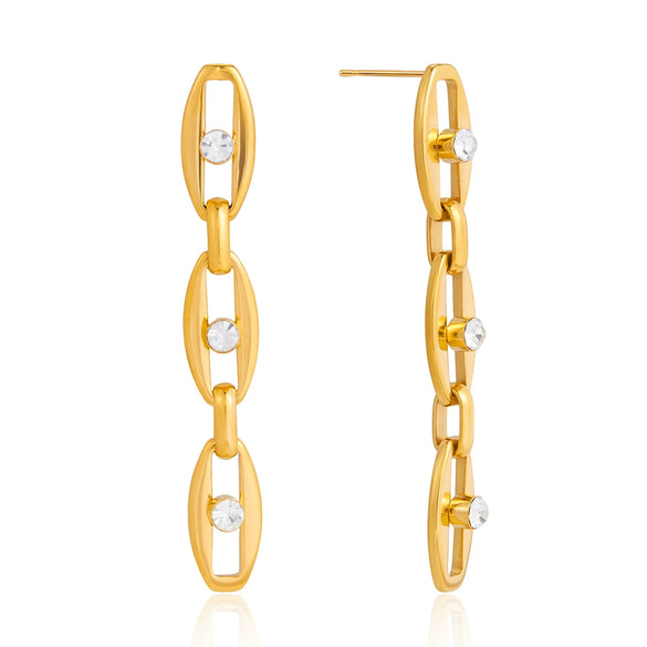 Wholesale Women's Geometric Stainless Steel And Titanium Steel Earrings With Pvd Furnace Vacuum Real Gold Plating