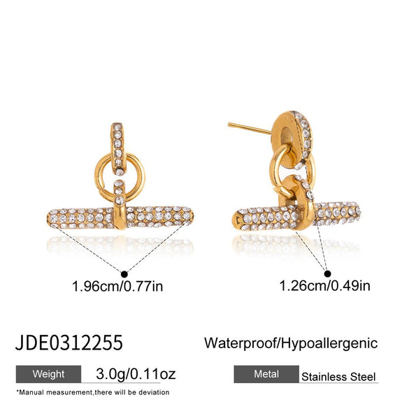 Wholesale Women's Geometric Stainless Steel And Titanium Steel Earrings With Pvd Furnace Vacuum Real Gold Plating
